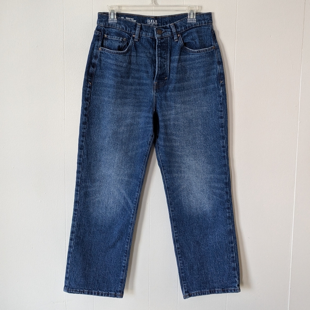a.n.a Women's Straight Leg Jeans in Dark Blue Wash